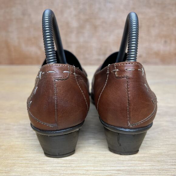 Pikolinos Pumps Women Size 7 US, 37 EU Shoes Brown Leather Stitch Heels Round - Picture 4 of 10